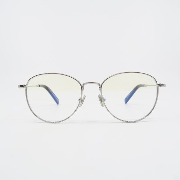 Tom Ford TF 5749-B 016 52mm Silver Metal-Blue Light Block New Round Eyeglasses. - Picture 2 of 7